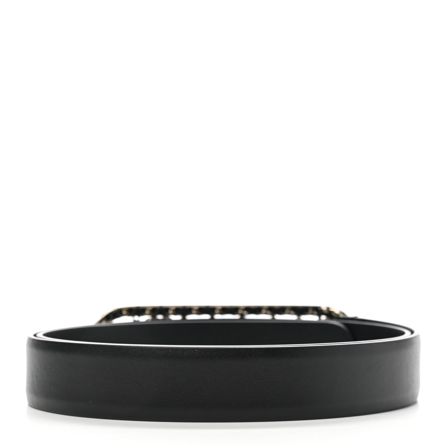 Calfskin CC Chain Vintage Allure Logo Belt 85 34 Black