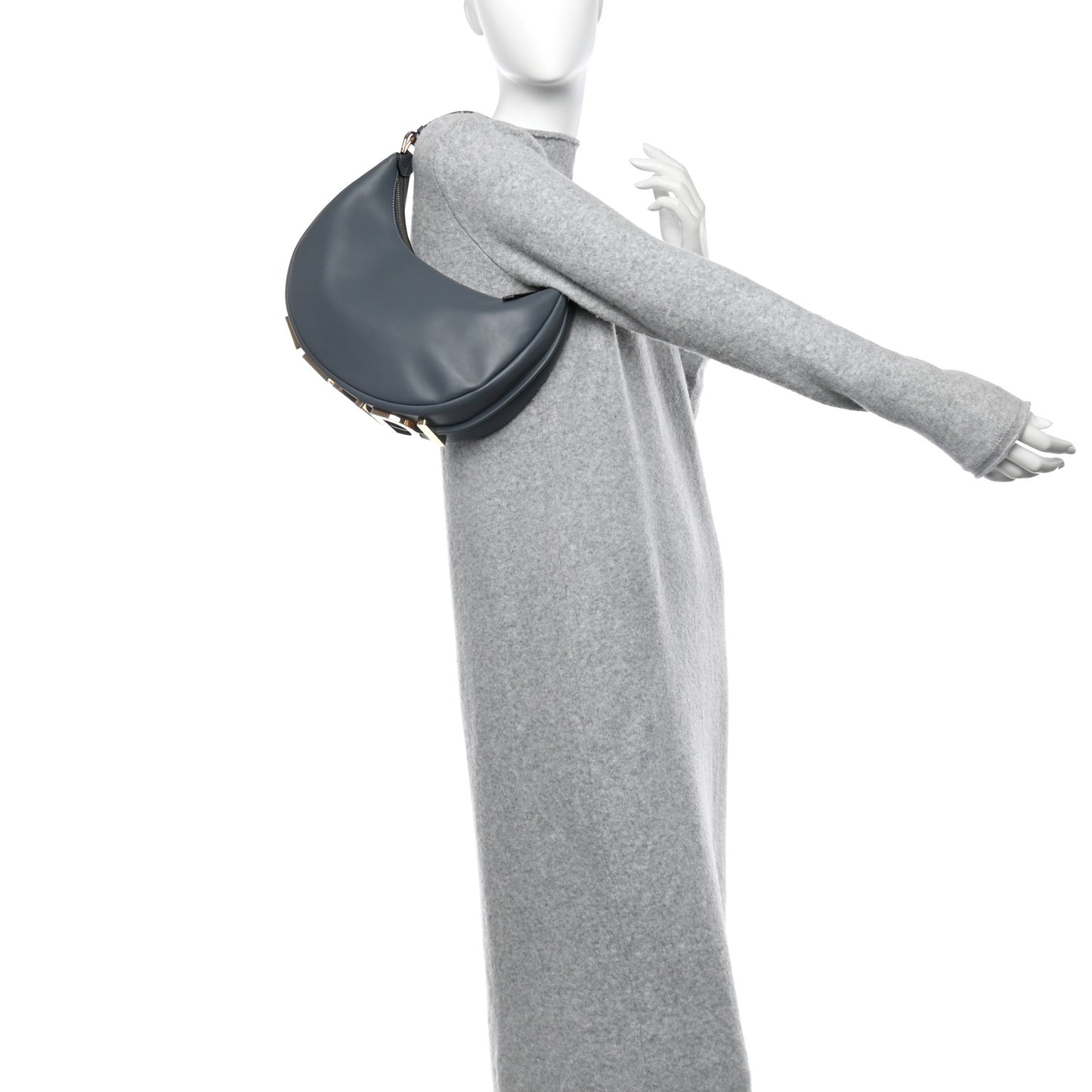 Vitello Grace Matte Small Fendigraphy Hobo Bag Tempesta