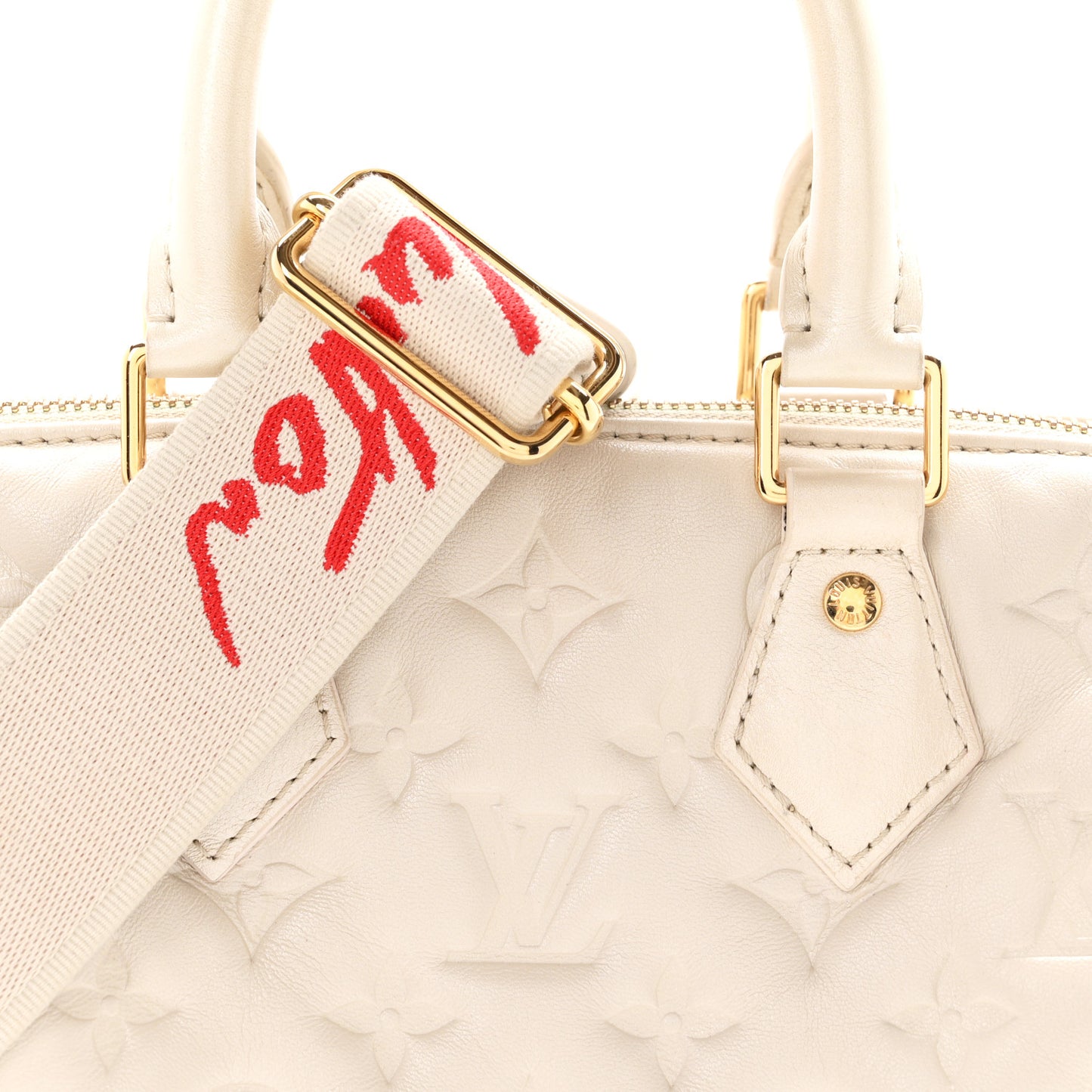 Lambskin Embossed Monogram Fall in Love Speedy 22 Bandouliere Ivory