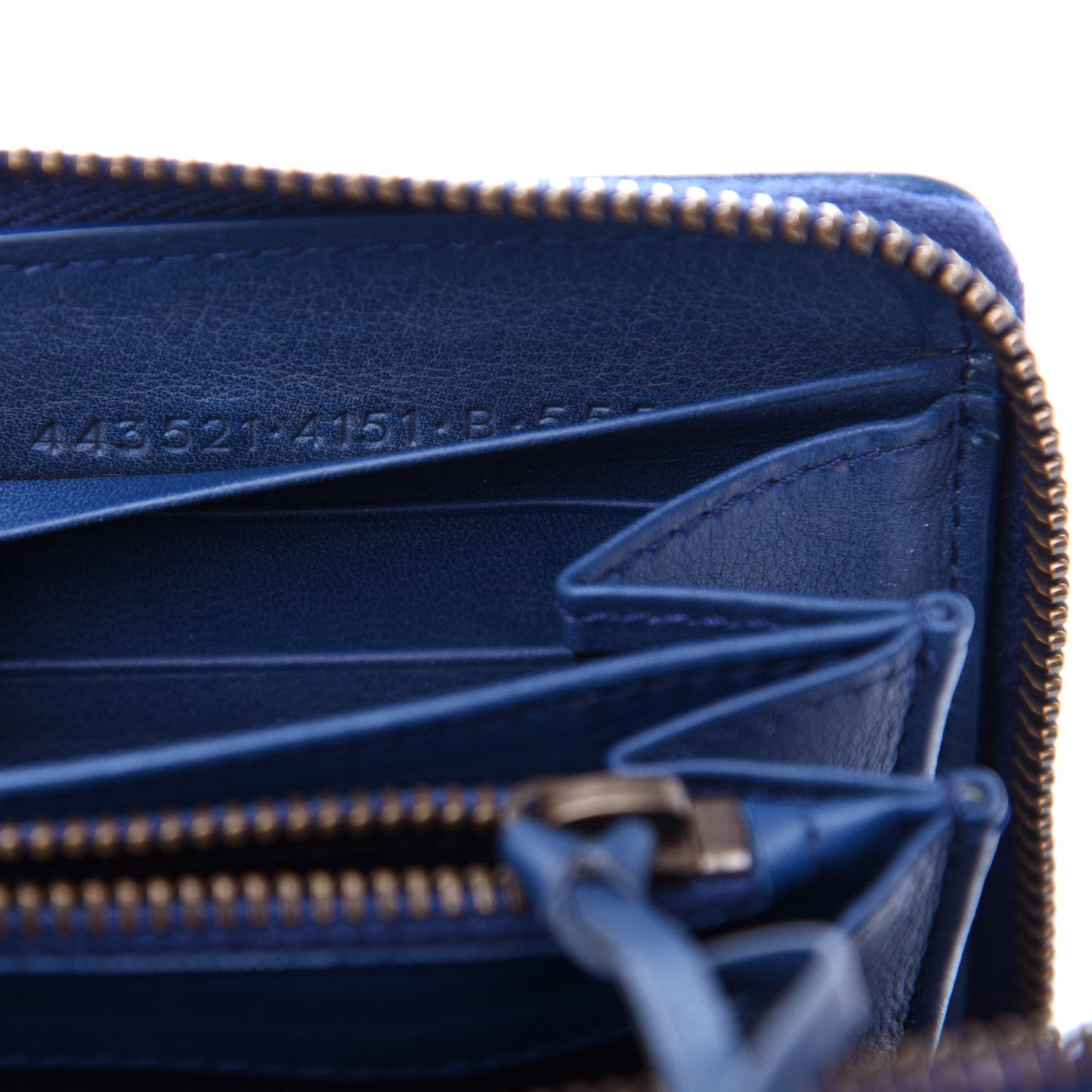 Veau Soyeux Perforated Blackout Hardware Continental Zip Around Wallet Bleu Marine