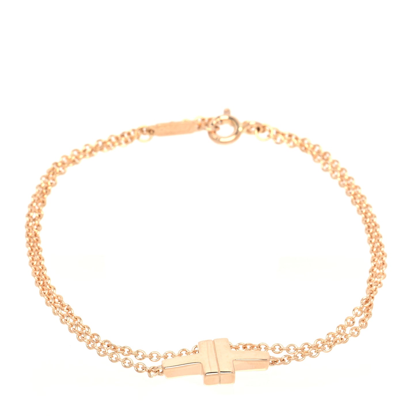 18K Rose Gold T Double Chain Bracelet