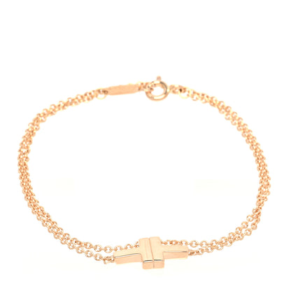 Tiffany 18K Rose Gold T Double Chain Bracelet 1 of 5