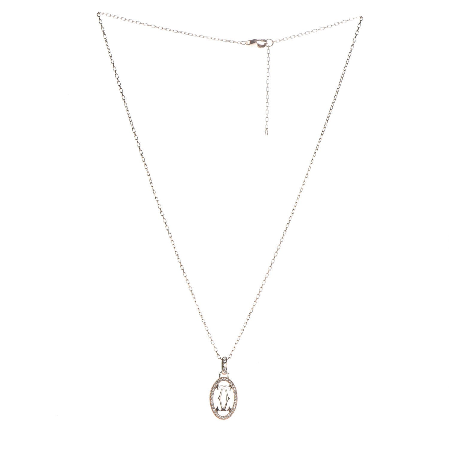 Cartier 18K Pink Gold Diamond Logo Paved Pendant Necklace 3 of 8