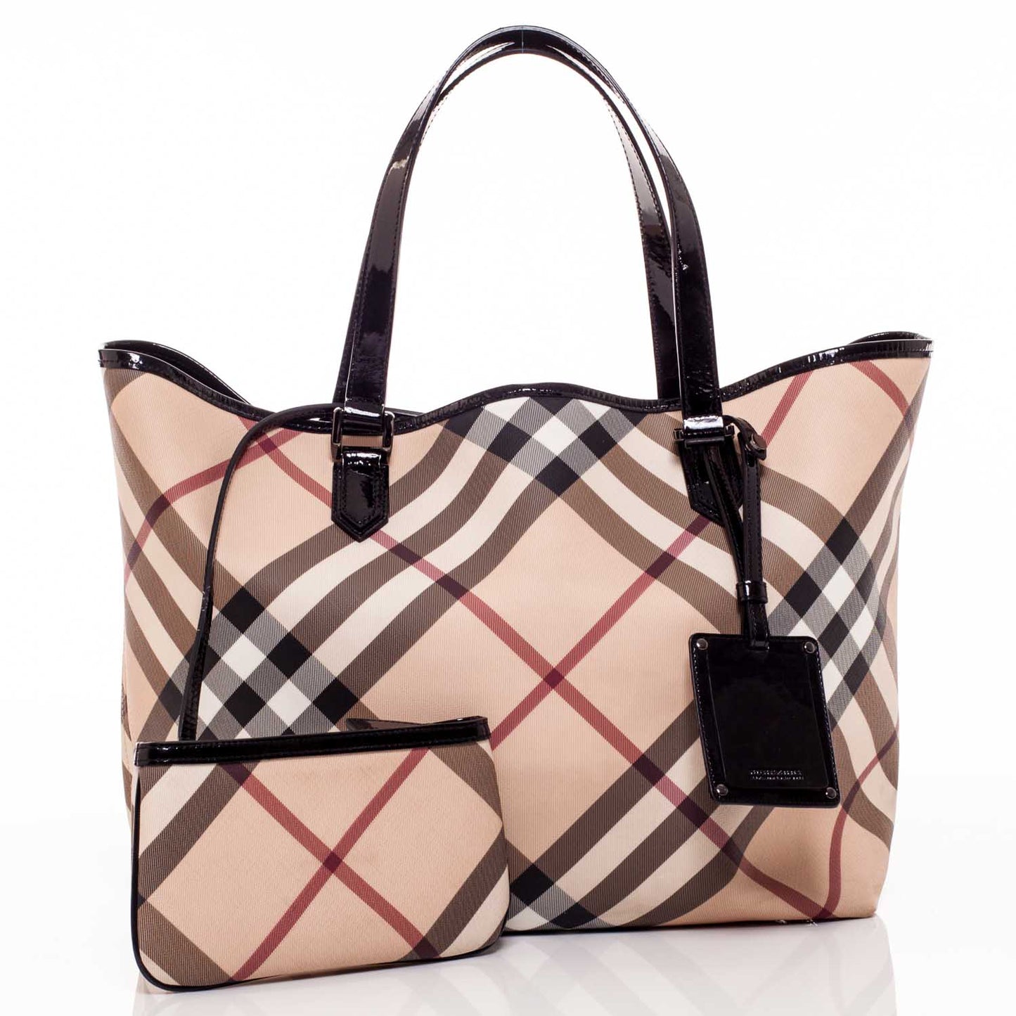 Patent Trim Nova Check Nickie Tote