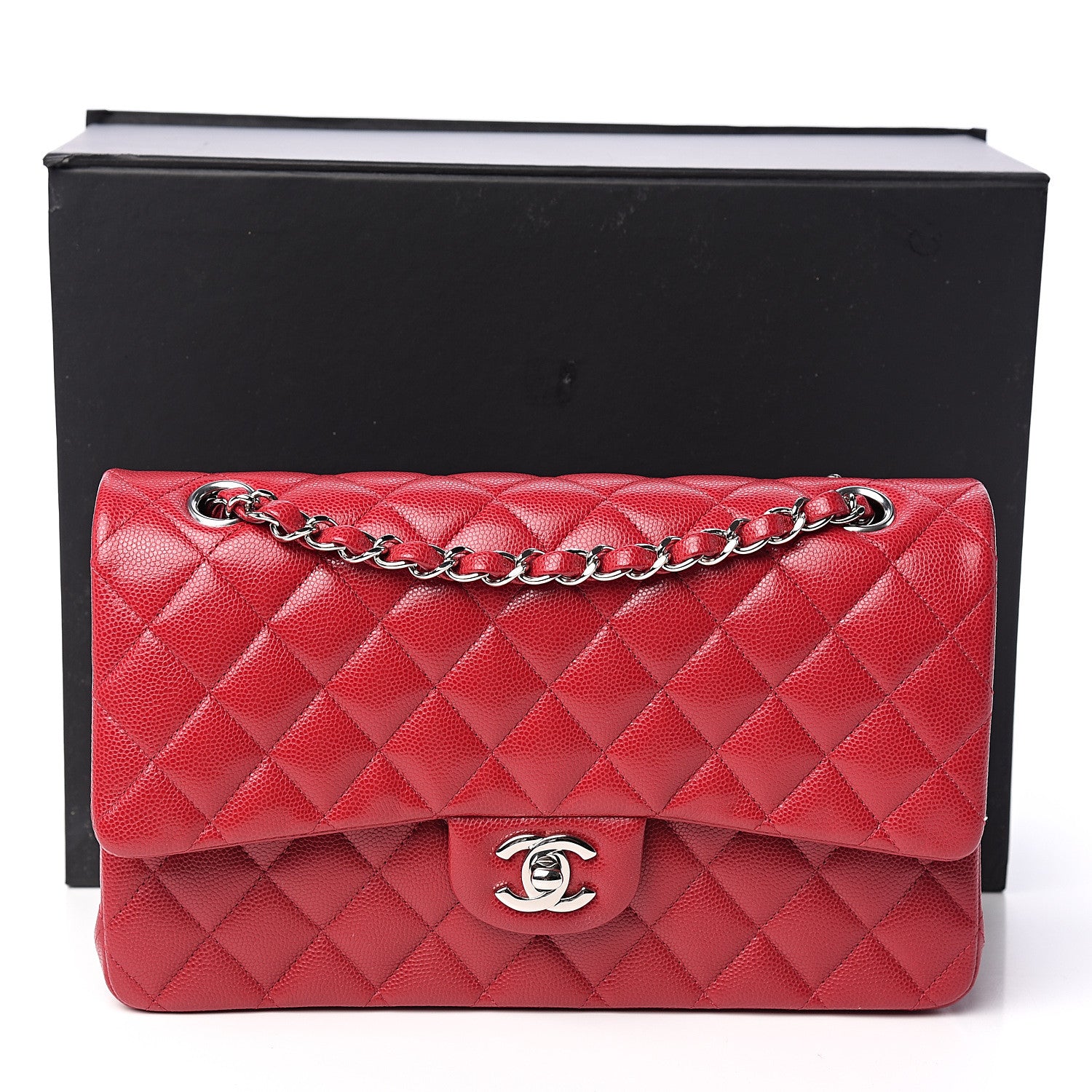Chanel Caviar Quilted Medium Double Flap Dark Pink 10 of 10