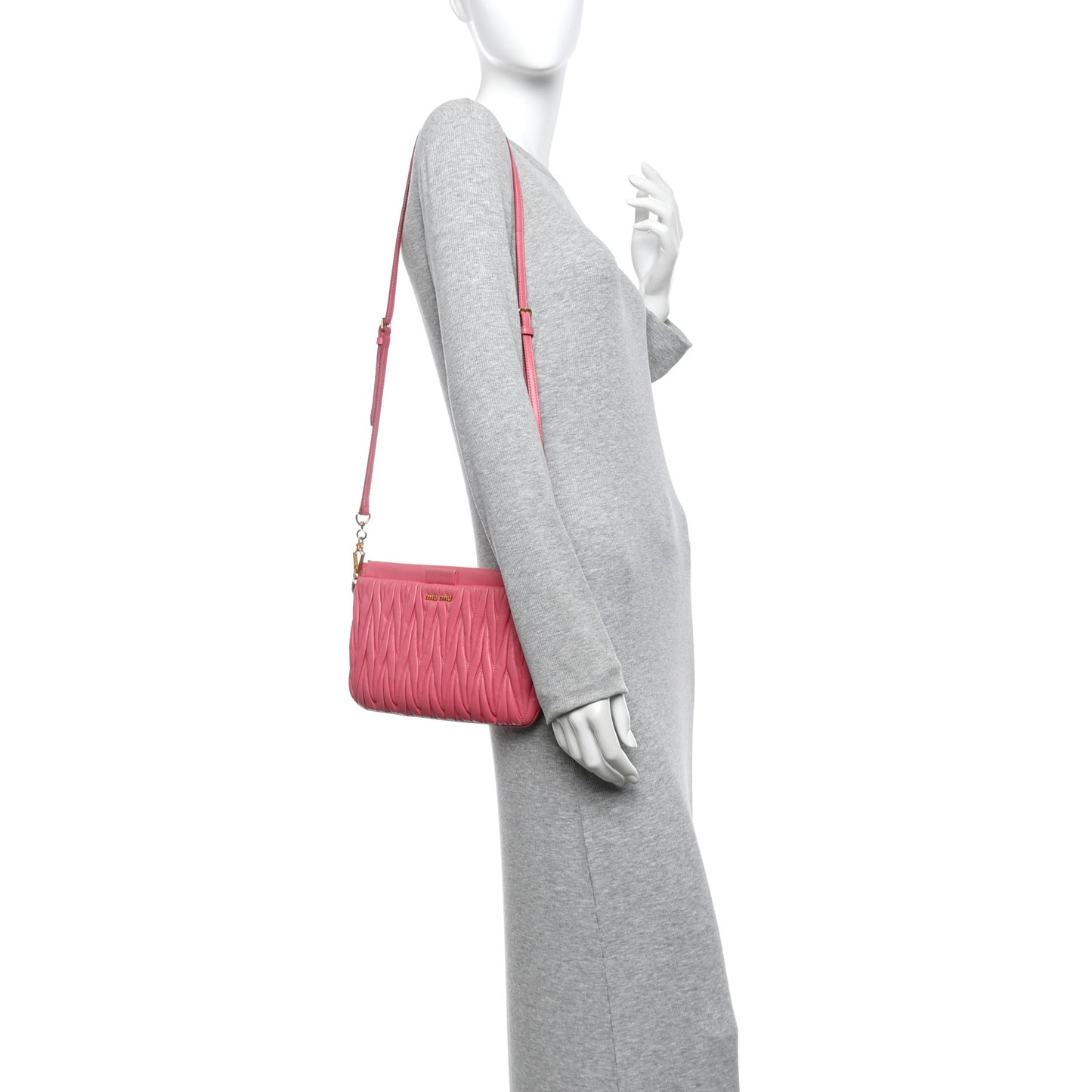 Nappa Matelasse Crossbody Clutch Pink