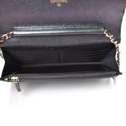 Chanel Iridescent Caviar Quilted Wallet On Chain WOC Black 5 of 12