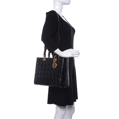 Christian Dior Patent Cannage Large Lady Dior Black 2 of 12