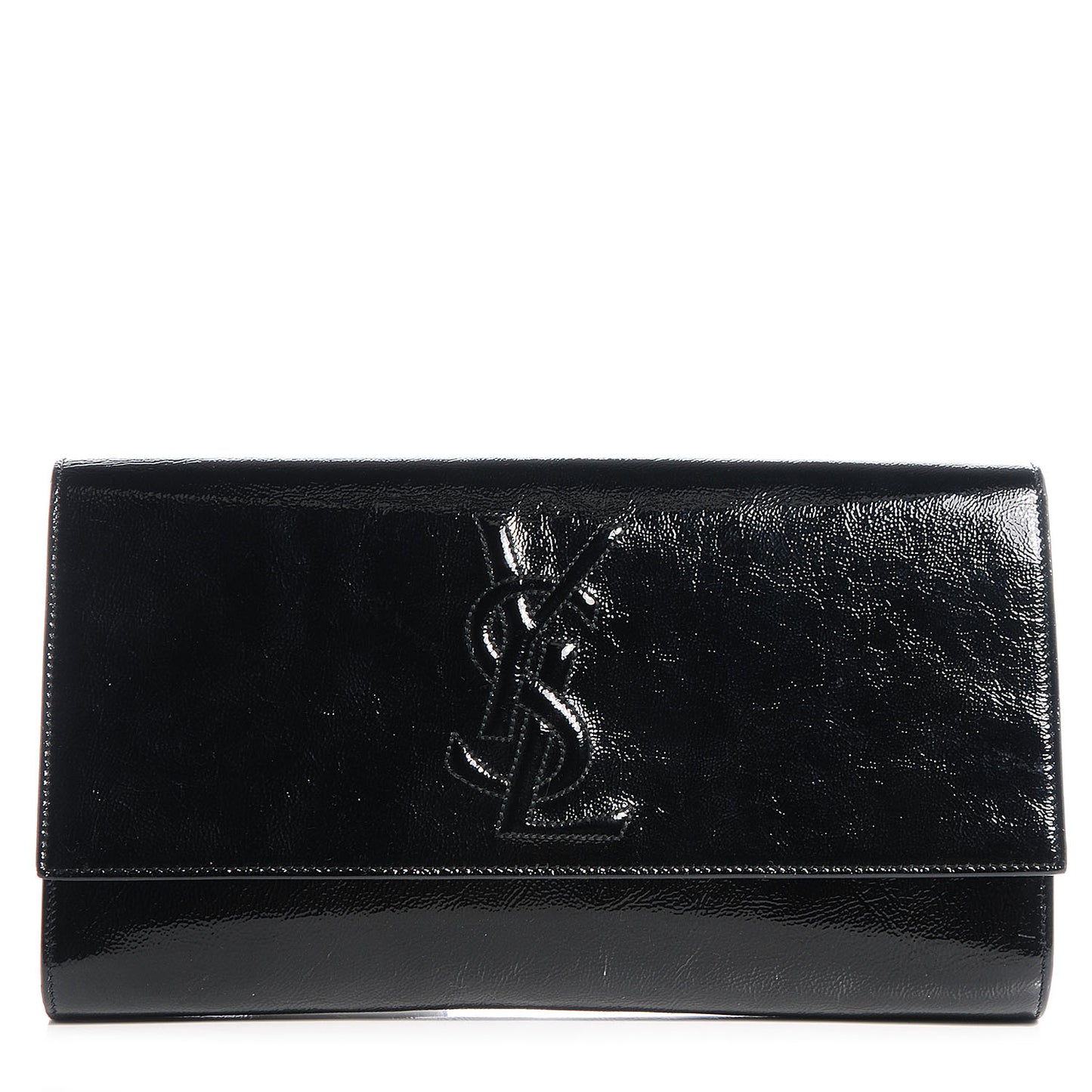 Textured Patent Monogram Large Belle De Jour Clutch Black