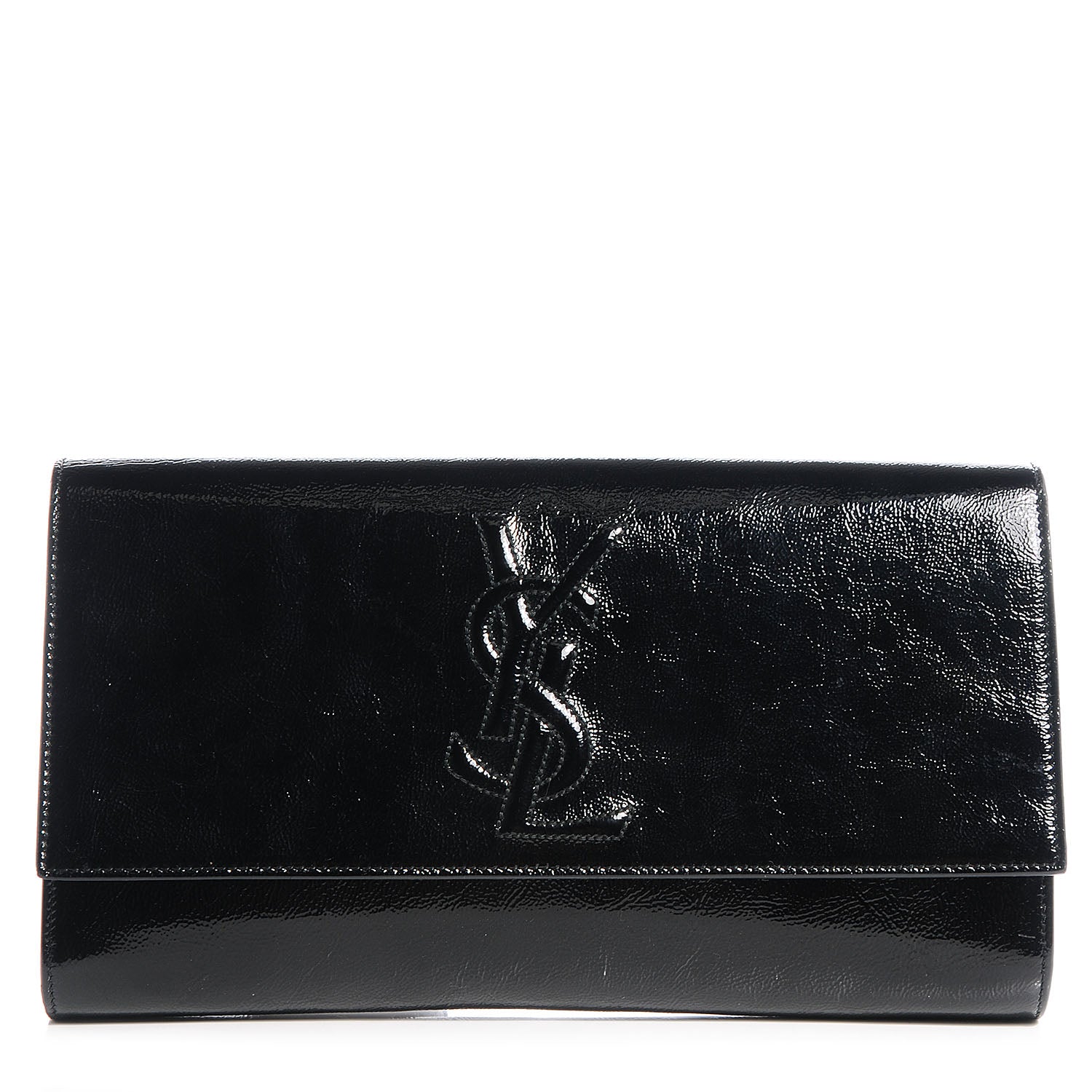 Saint Laurent Textured Patent Monogram Large Belle De Jour Clutch Black 1 of 8