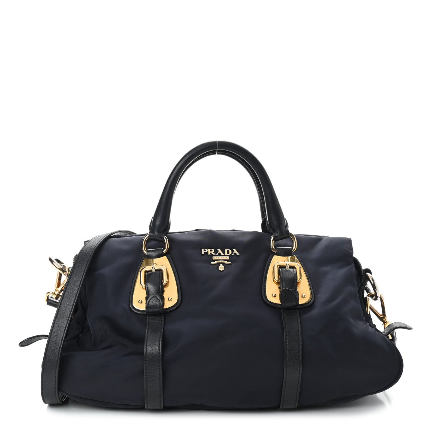 Tessuto Nylon Soft Calfskin Shopping Satchel Blue