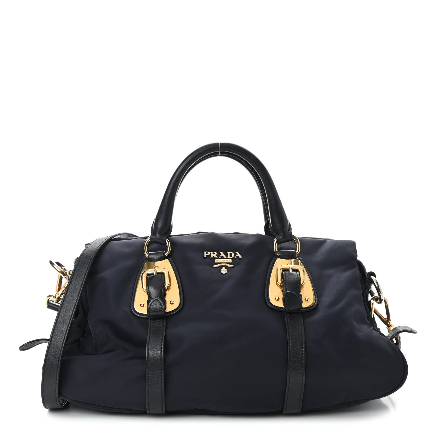 Prada Tessuto Nylon Soft Calfskin Shopping Satchel Blue 1 of 11