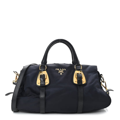 Prada Tessuto Nylon Soft Calfskin Shopping Satchel Blue 1 of 11