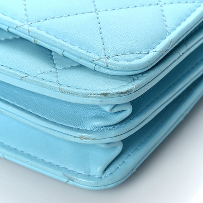 Chanel Lambskin Quilted Mini Wallet On Chain WOC Neon Blue 10 of 11
