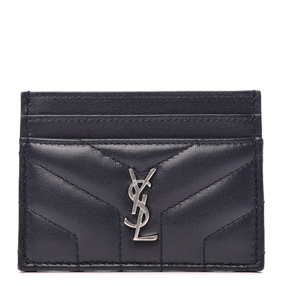 Saint Laurent Nappa Y Quilted Monogram LouLou Credit Card Case Deep Marine 1 of 8