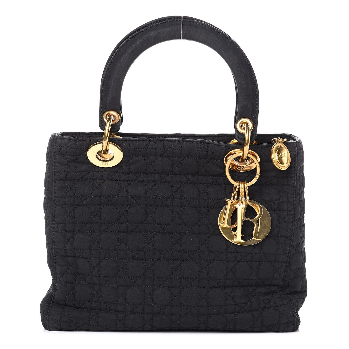 Nylon Cannage Medium Lady Dior Black