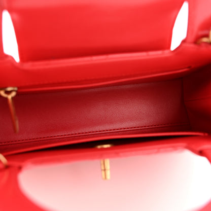 Chanel Shiny Aged Calfskin Quilted Nano Kelly Shopper Red 5 of 13