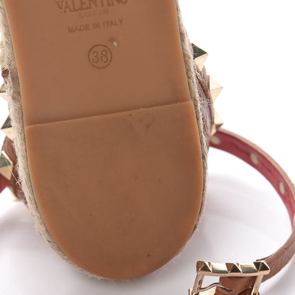 Valentino Garavani Grained Calfskin Rockstud Ankle Wrap Espadrille Flats 38 Cognac 15 of 20