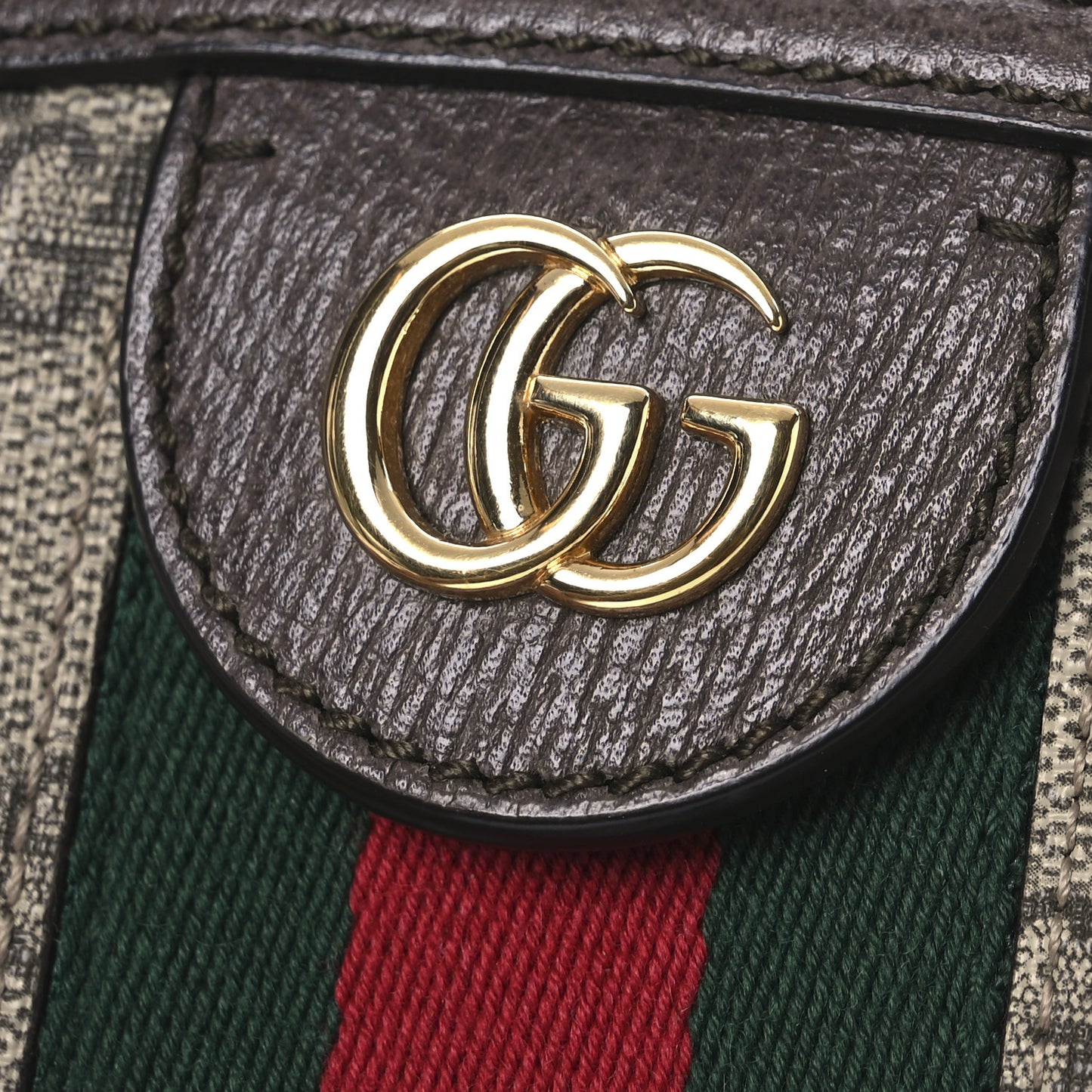 GG Supreme Monogram Textured Dollar Calfskin Web Small Ophidia Dome Shoulder Bag Beige Ebony New Acero