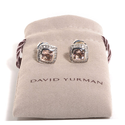 David Yurman Sterling Silver Morganite Diamond Petite Albion Earrings 5 of 5
