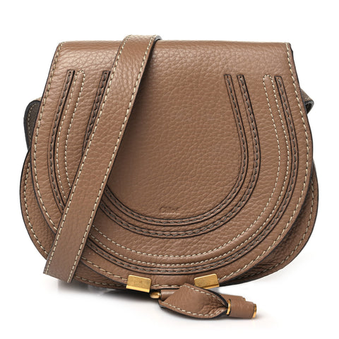 Grained Calfskin Small Marcie Saddle Bag Nut