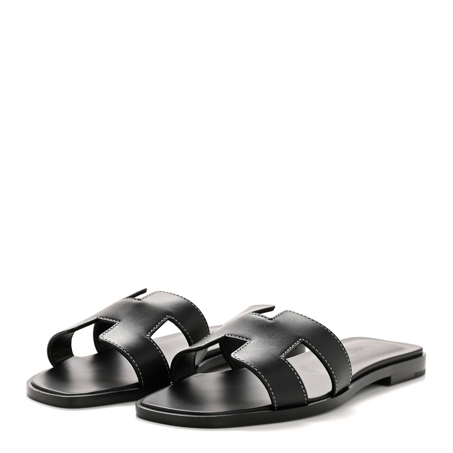 Hermes Box Calfskin Oran Sandals 35 Black 4 of 10