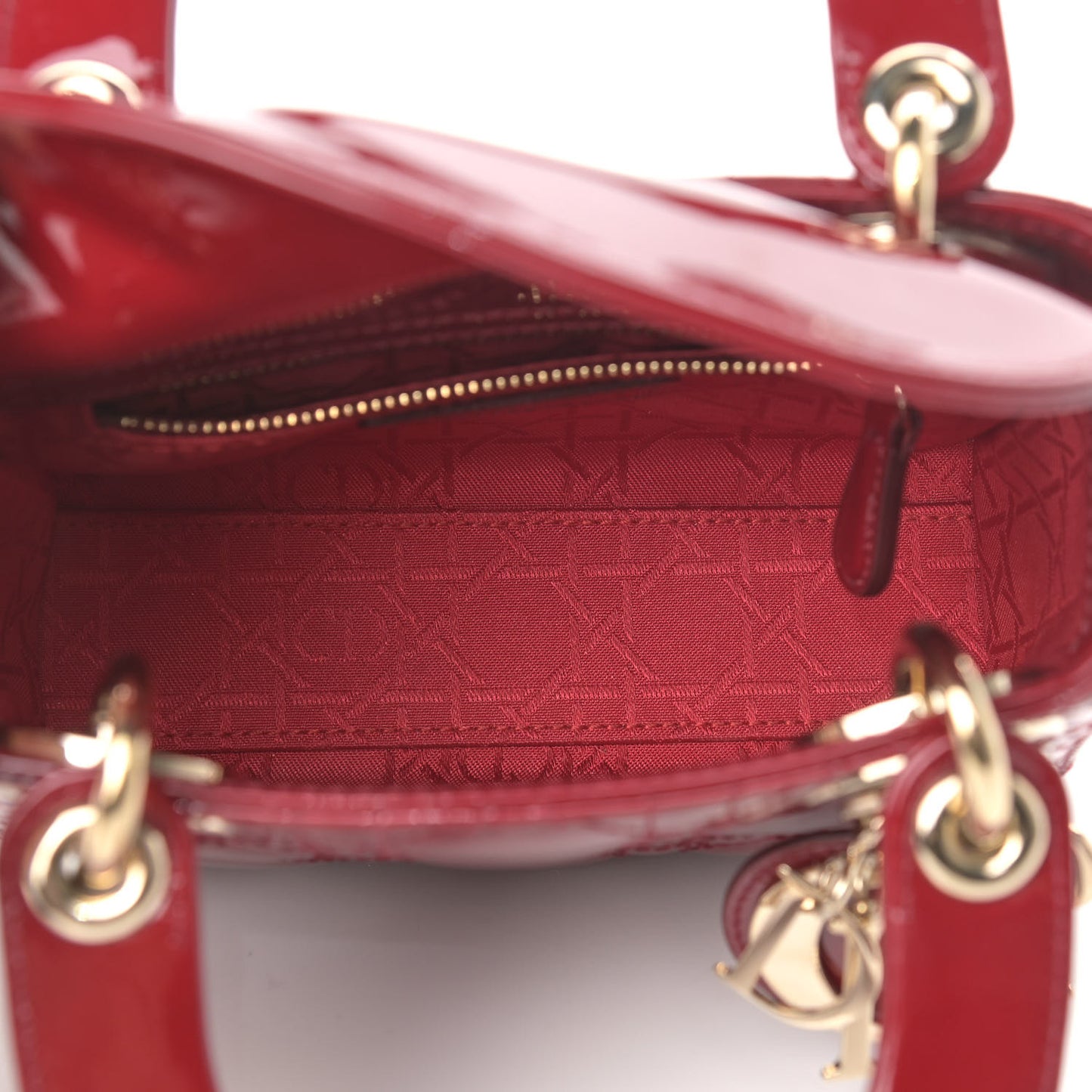 Patent Cannage Mini Lady Dior Red