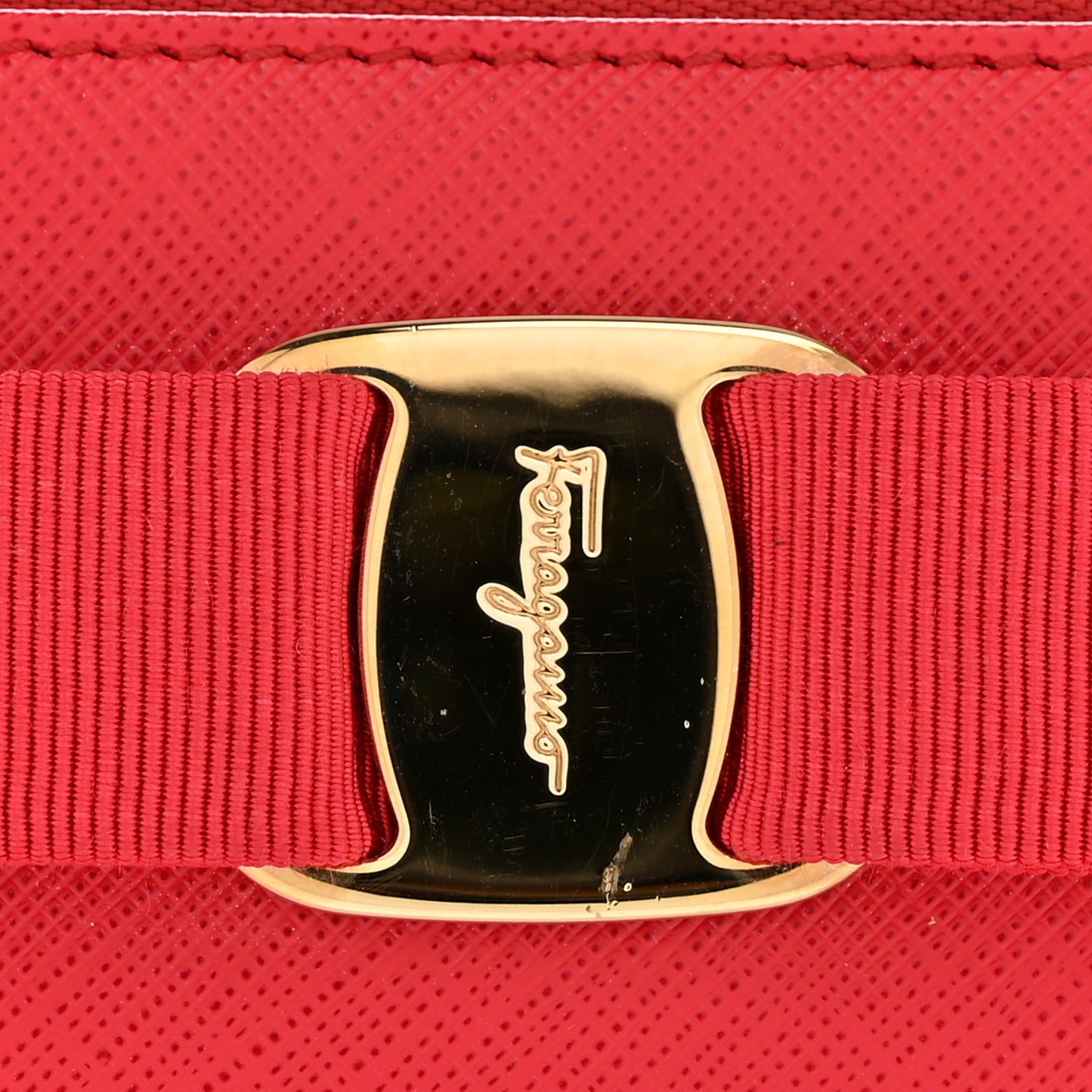 Printed Calfskin Vara Bow Wristlet Clutch Red