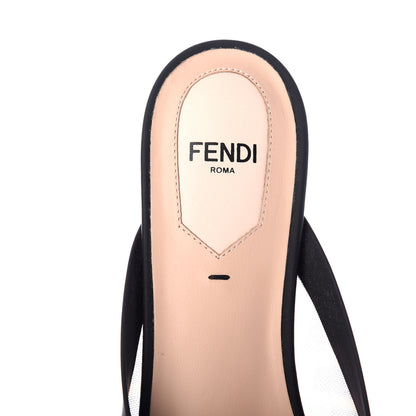 Fendi Technical Mesh Vitello FF Colibri Flat Mules 37.5 Tobacco Moro Black 7 of 9