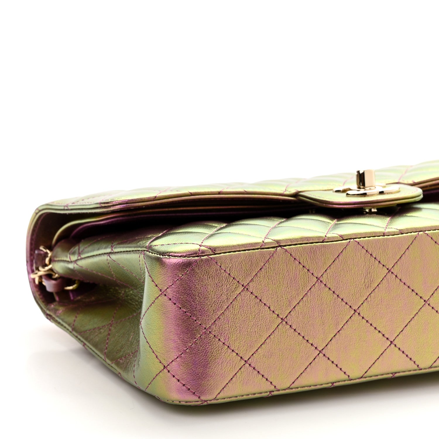 Chanel Iridescent Lambskin Quilted Medium Double Flap Purple 9 of 11