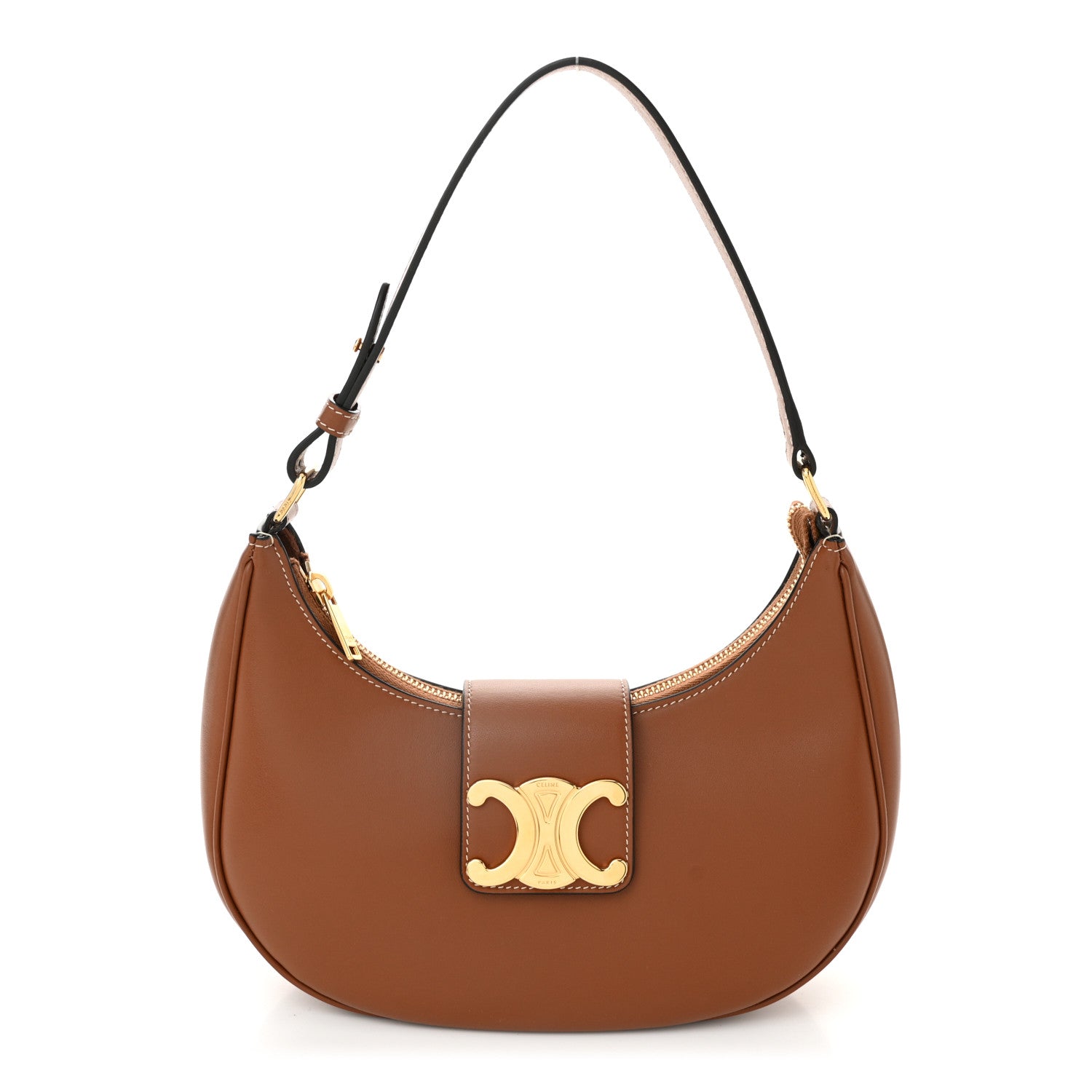 Celine Smooth Calfskin Medium Strap Ava Triomphe Shoulder Bag Tan 1 of 10