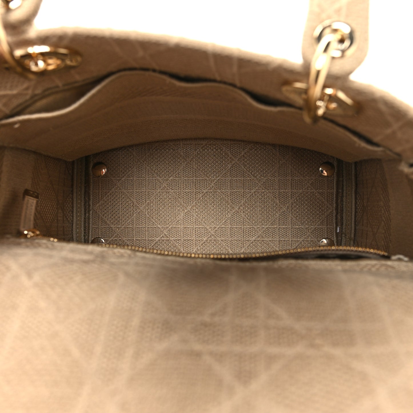 Canvas Embroidered Medium Lady D-Lite Beige