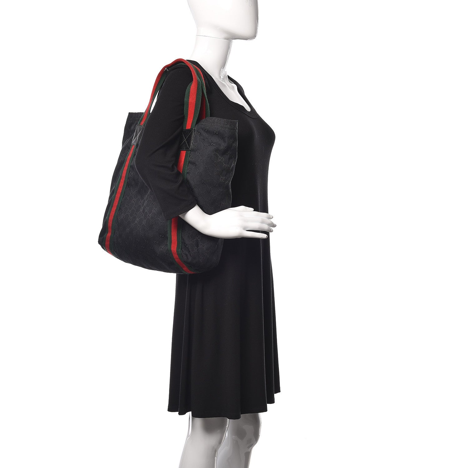 Gucci GG Monogram Medium Web Handle Vertical Tote Black 2 of 10
