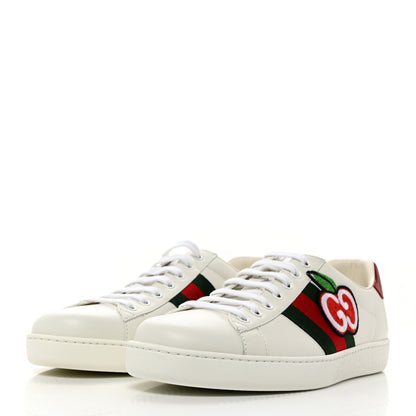 Gucci Calfskin Web Apple Embroidered Mens Ace Sneakers 8 White 3 of 10