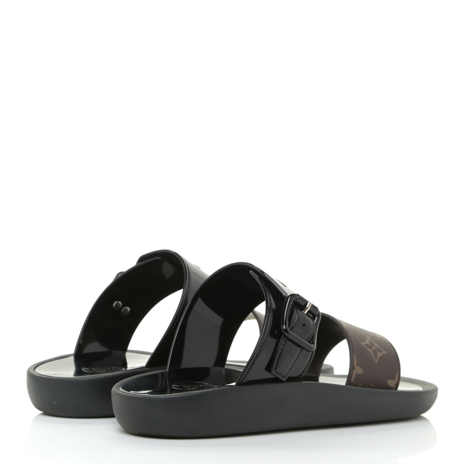 Louis Vuitton Monogram Sunbath Flat Mule Sandals 38 Black 5 of 12