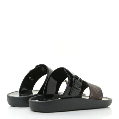 Louis Vuitton Monogram Sunbath Flat Mule Sandals 38 Black 5 of 12