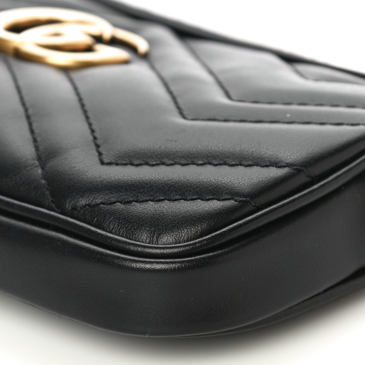 Gucci Calfskin Matelasse Mini GG Marmont Chain Crossbody Bag Black 9 of 12