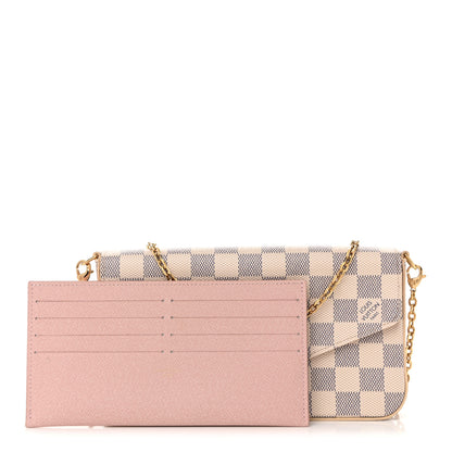 Louis Vuitton Damier Azur Pochette Felicie Chain Wallet Rose Ballerine 3 of 10