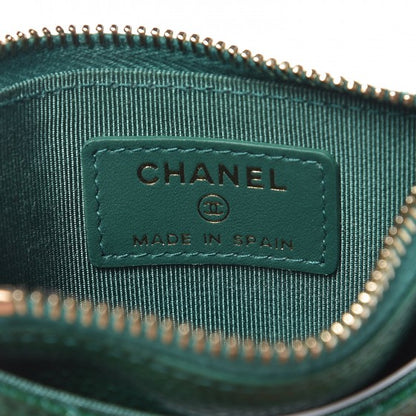 Chanel Metallic Caviar Quilted CC Zip Card Holder Green 6 of 8
