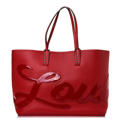 Christian Louboutin Calfskin Patent Logo Spikes East West Cabata Tote Red 1 of 16