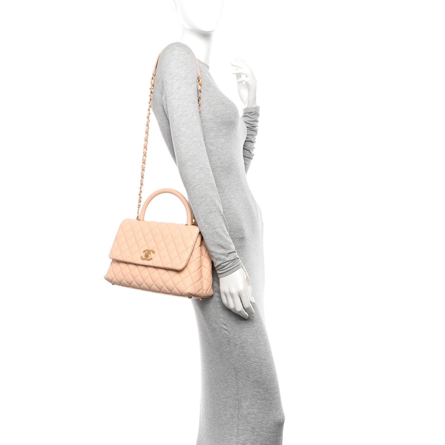 Chanel Caviar Quilted Small Coco Handle Flap Beige 2 of 11