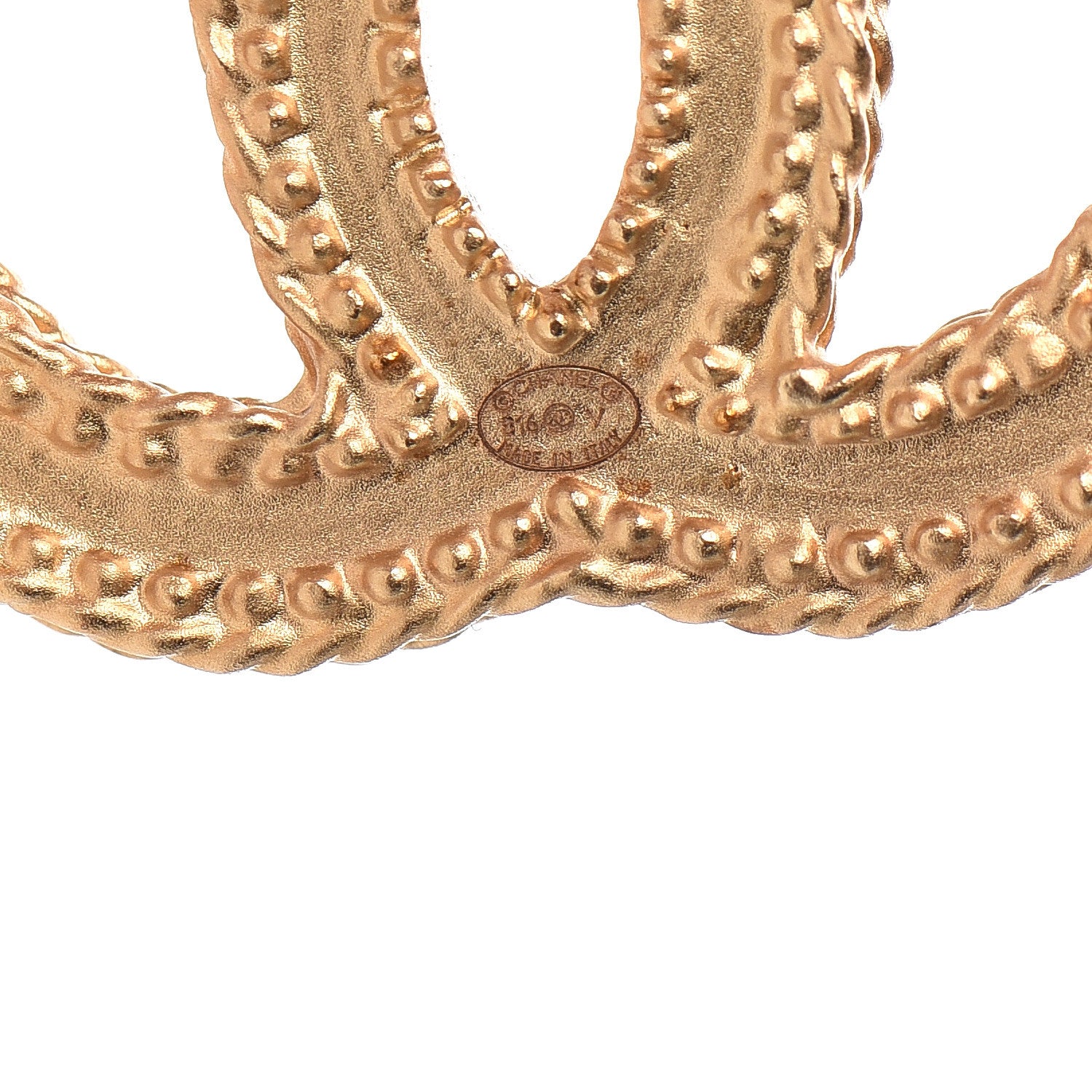 Chanel CC Drop Earrings Matte Gold 4 of 5