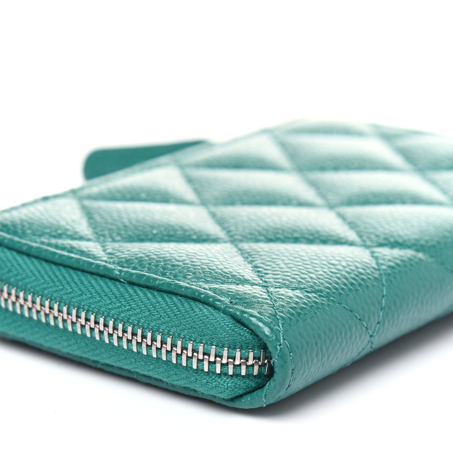 Caviar Quilted Zipped Key Holder Case Green