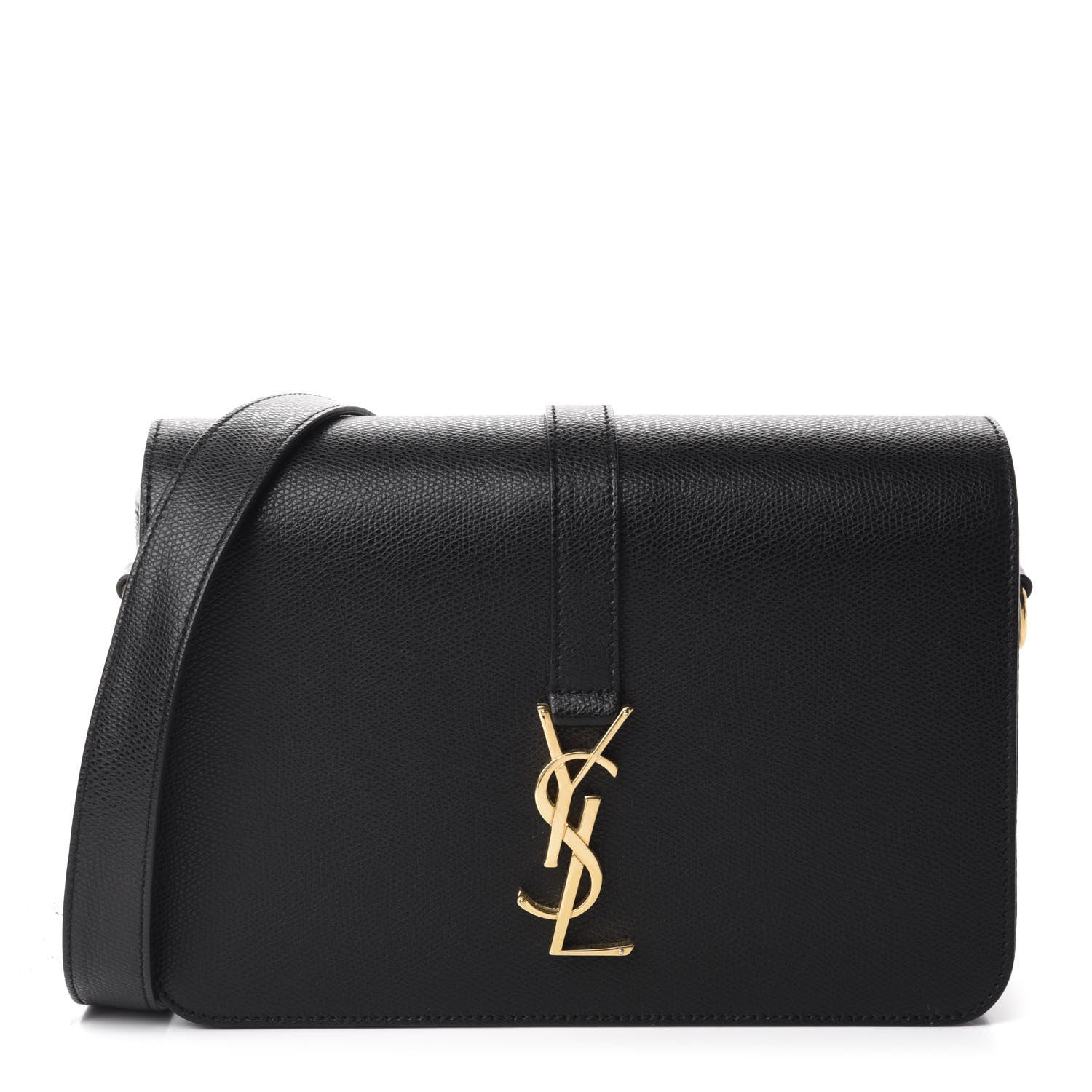 Saint Laurent Textured Calfskin Medium Classic Monogram Universite Bag Black 1 of 12