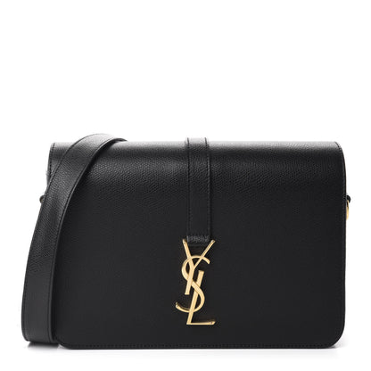 Saint Laurent Textured Calfskin Medium Classic Monogram Universite Bag Black 1 of 12