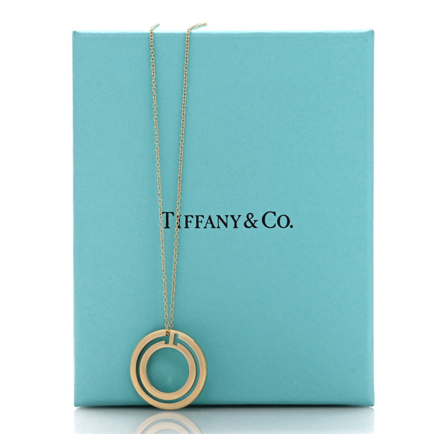 Tiffany 18K Yellow Gold T Circle Pendant Necklace 5 of 5