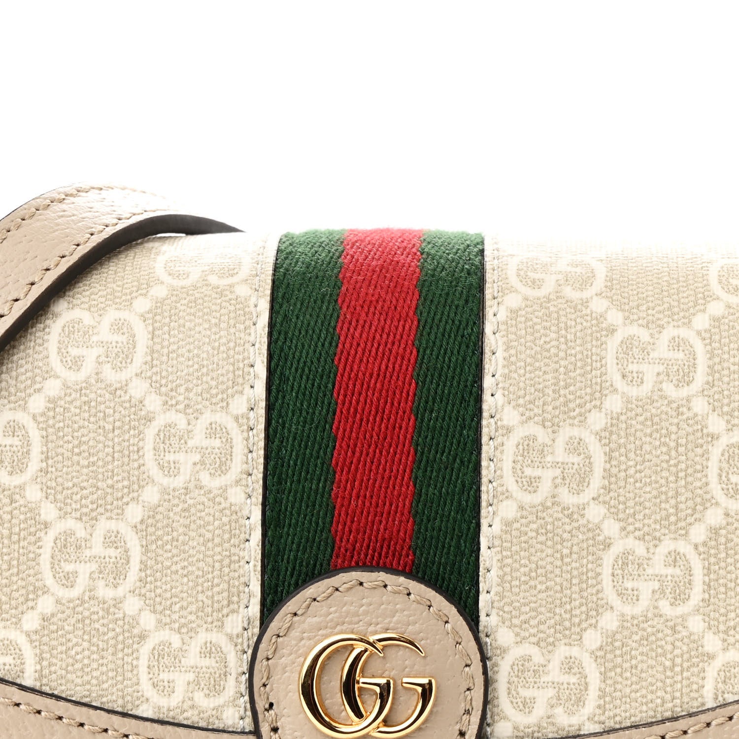 Gucci GG Supreme Monogram Textured Dollar Calfskin Web Small Ophidia Padlock Top Handle Bag Beige Mystic White Oatmeal 9 of 10