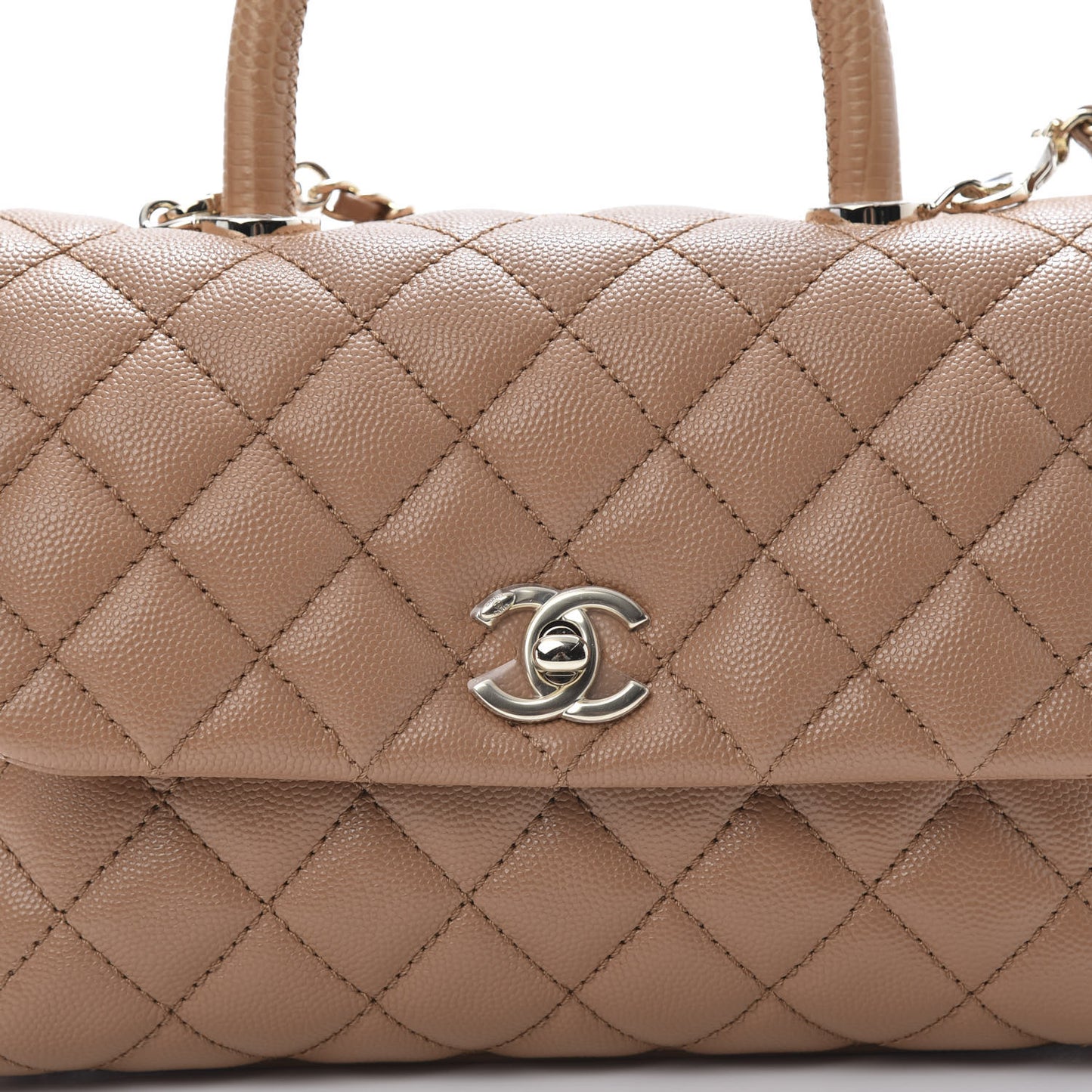 Caviar Quilted Lizard Embossed Mini Coco Handle Flap Brown