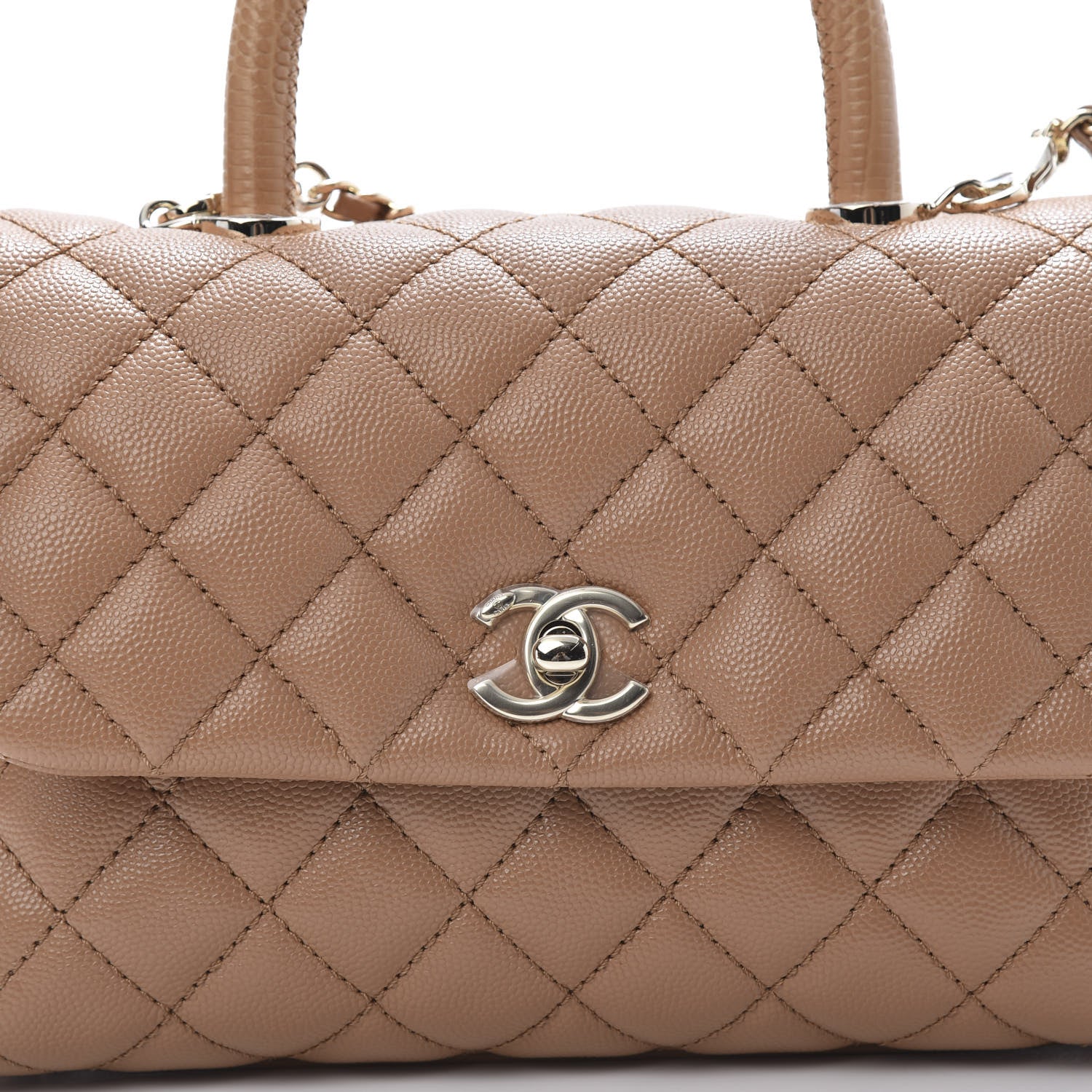 Chanel Caviar Quilted Lizard Embossed Mini Coco Handle Flap Brown 9 of 11
