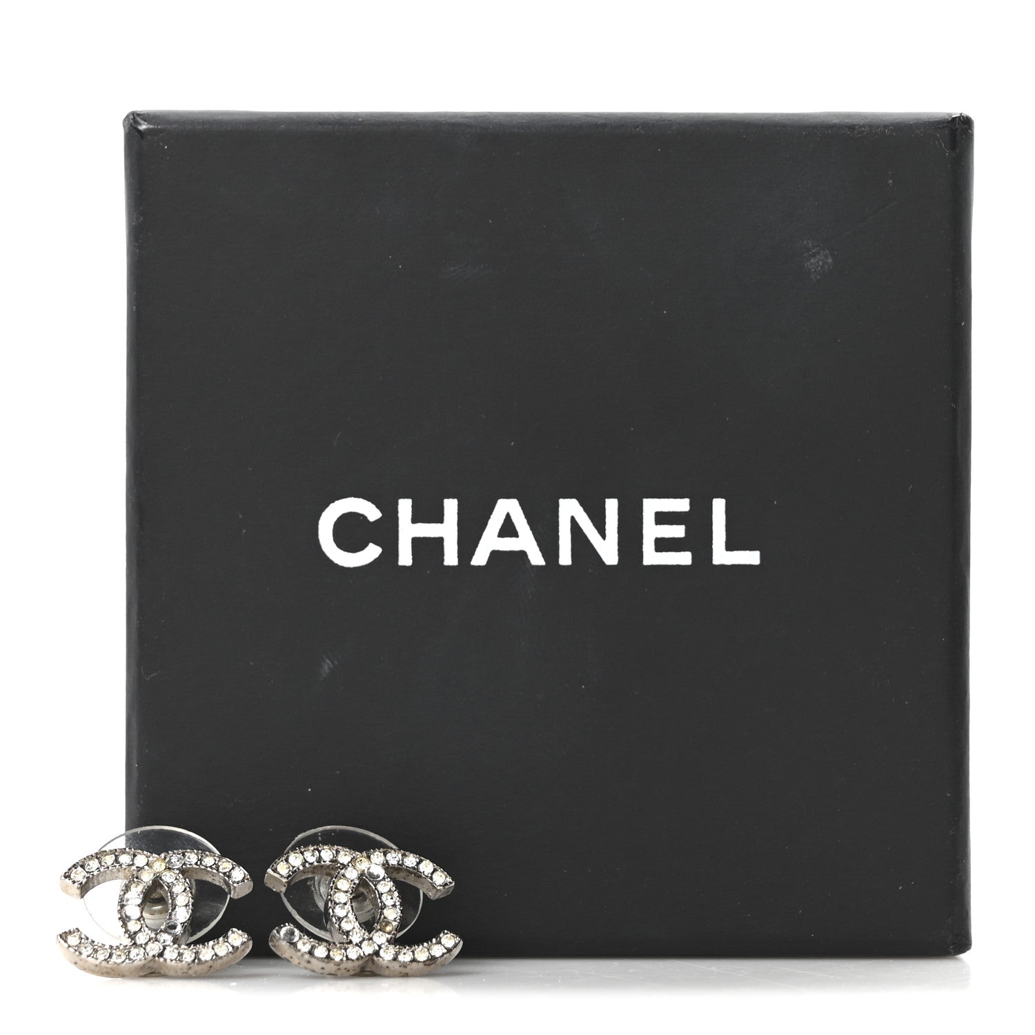 Chanel Crystal CC Earrings Silver 5 of 5